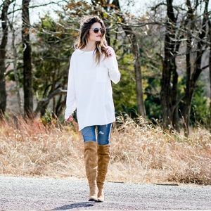 Long Sleeve Round Neck Top w/ Chest Pocket Detail
